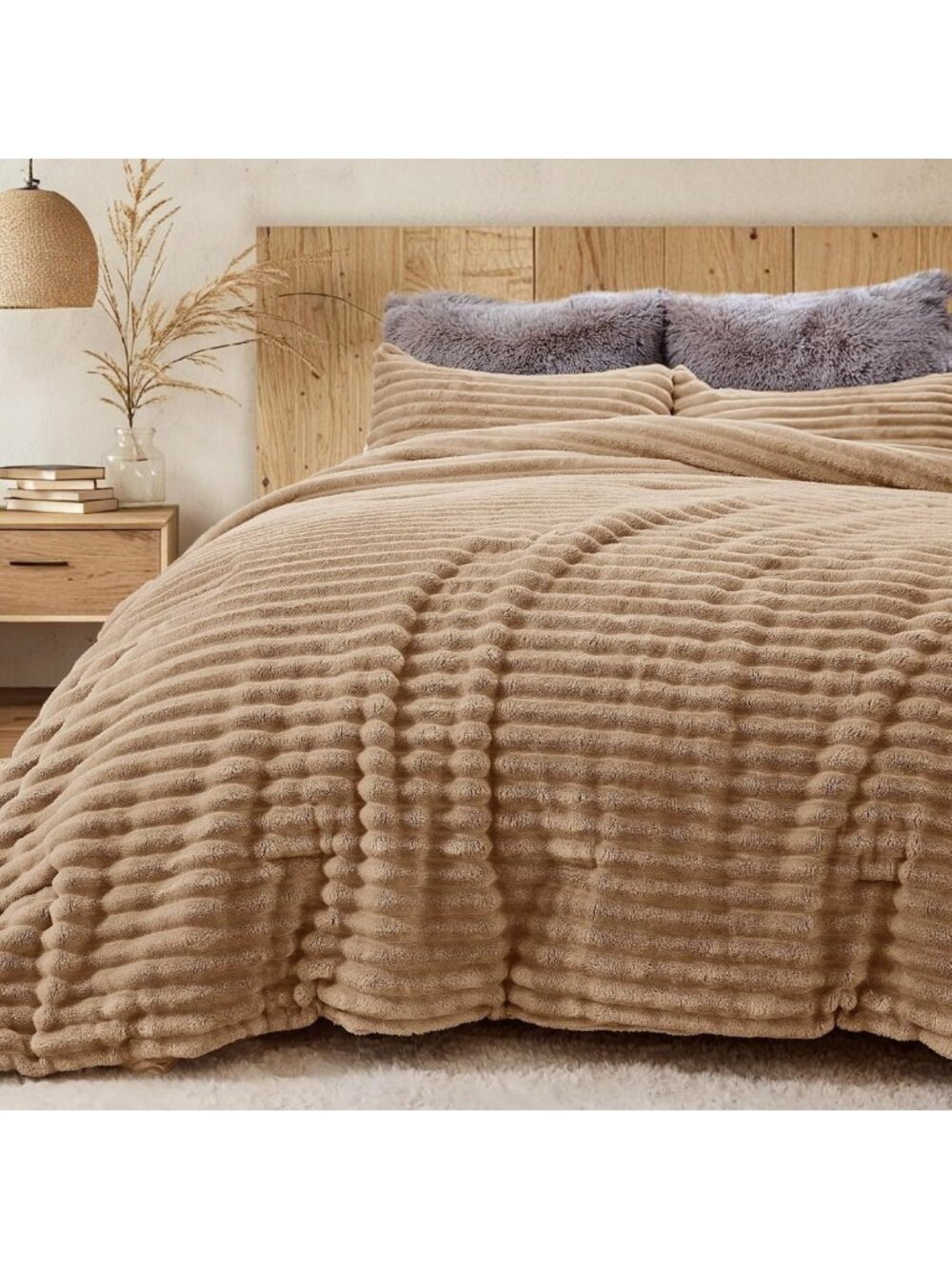Cozy Twin/Twin XL Fleece Comforter Set - 2 Piece Bedding in Light Brown